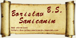Borislav Saničanin vizit kartica
